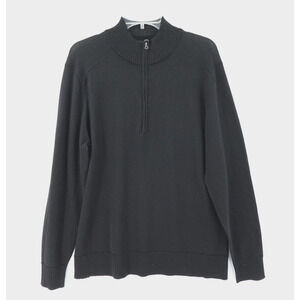 Smartwool Sweater Mens Large Black Merino Wool Blend 1/4 Zip Pullover‎ Jumper